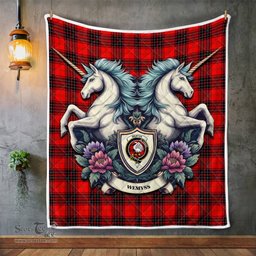 Scottish Wemyss Clan Badge Tartan Royal Scottish Unicorn Tartan Quilt
