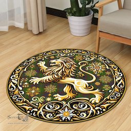 Scottish Durie Tartan Rug Scottish Lion Round Rugs