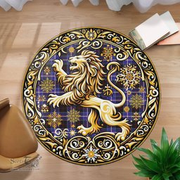 Scottish Dunlop Tartan Rug Scottish Lion Round Rugs