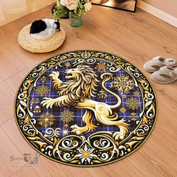 Scottish Dunlop Tartan Rug Scottish Lion Round Rugs