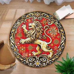Scottish Burnett Tartan Rug Scottish Lion Round Rugs