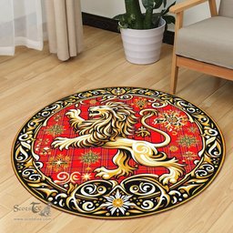 Scottish Burnett Tartan Rug Scottish Lion Round Rugs