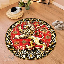 Scottish Burnett Tartan Rug Scottish Lion Round Rugs