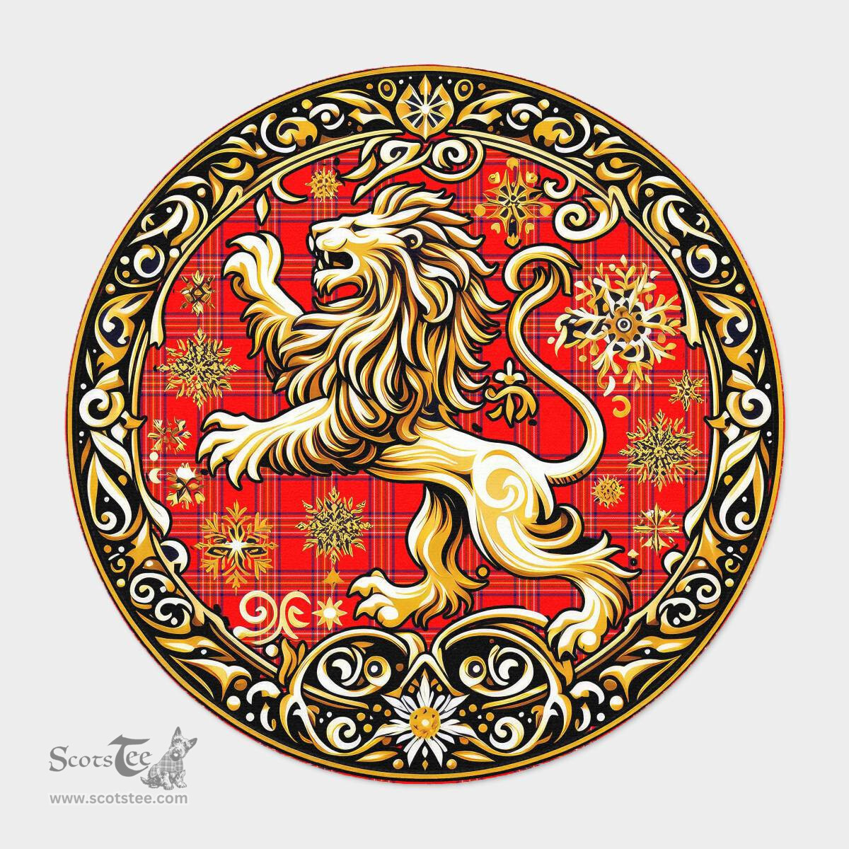 Scottish Burnett Tartan Rug Scottish Lion Round Rugs