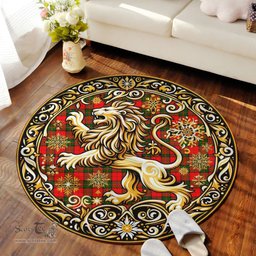 Scottish Dunbar Tartan Rug Scottish Lion Round Rugs