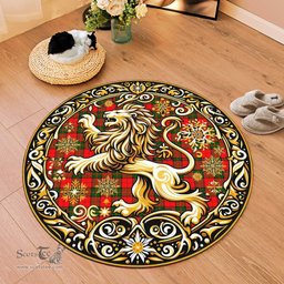Scottish Dunbar Tartan Rug Scottish Lion Round Rugs