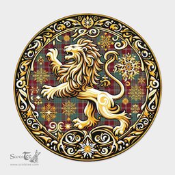 Scottish Crawford Tartan Rug Scottish Lion Round Rugs