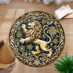 Scottish Forbes Tartan Rug Scottish Lion Round Rugs