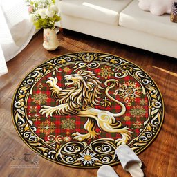 Scottish Cairns Tartan Rug Scottish Lion Round Rugs
