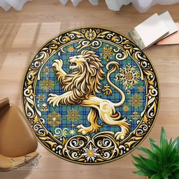 Scottish Falconer Tartan Rug Scottish Lion Round Rugs