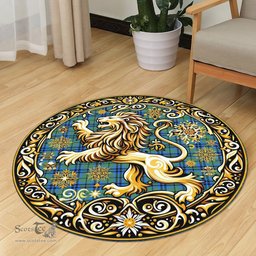 Scottish Falconer Tartan Rug Scottish Lion Round Rugs