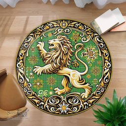 Scottish Currie Or Curry Tartan Rug Scottish Lion Round Rugs