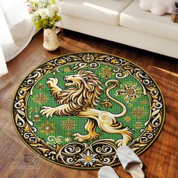 Scottish Currie Or Curry Tartan Rug Scottish Lion Round Rugs