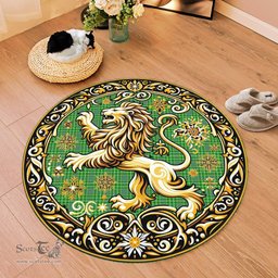 Scottish Currie Or Curry Tartan Rug Scottish Lion Round Rugs