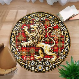 Scottish Brodie Tartan Rug Scottish Lion Round Rugs
