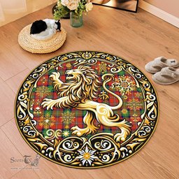 Scottish Fairlie Tartan Rug Scottish Lion Round Rugs