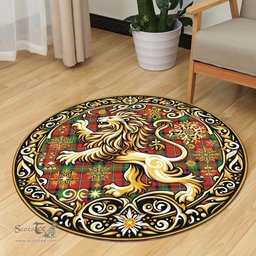 Scottish Fairlie Tartan Rug Scottish Lion Round Rugs