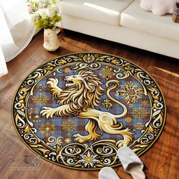 Scottish Anderson Tartan Rug Scottish Lion Round Rugs