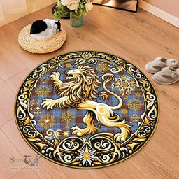 Scottish Anderson Tartan Rug Scottish Lion Round Rugs