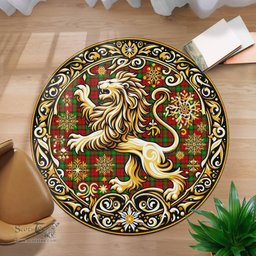 Scottish Auchinleck Or Affleck Tartan Rug Scottish Lion Round Rugs