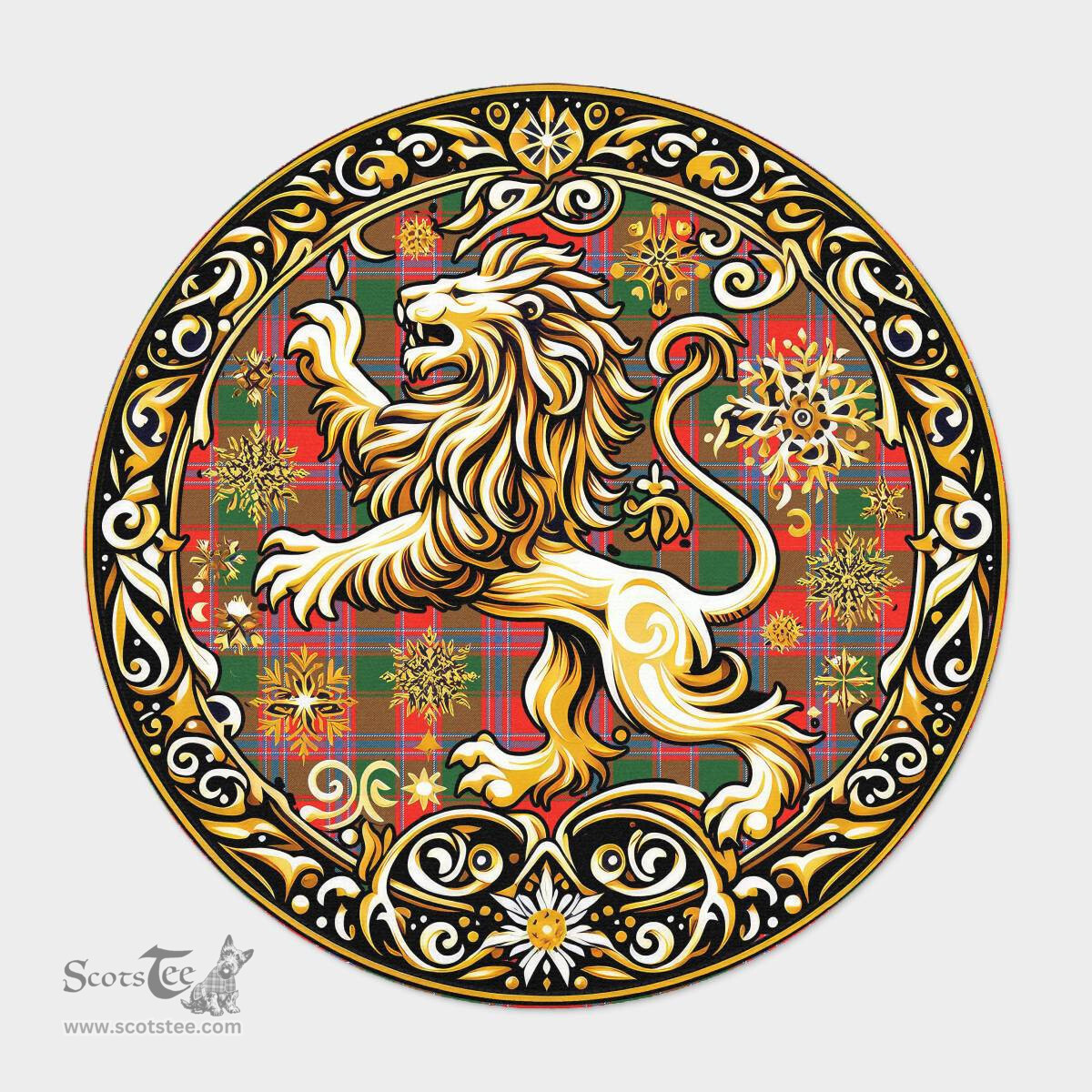 Scottish Dalzell Tartan Rug Scottish Lion Round Rugs