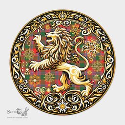 Scottish Dalzell Tartan Rug Scottish Lion Round Rugs