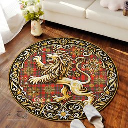 Scottish Butter Tartan Rug Scottish Lion Round Rugs