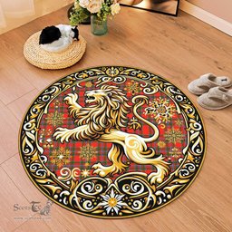 Scottish Butter Tartan Rug Scottish Lion Round Rugs