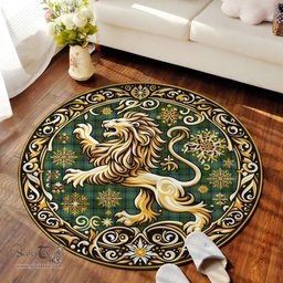 Scottish Cranstoun Tartan Rug Scottish Lion Round Rugs