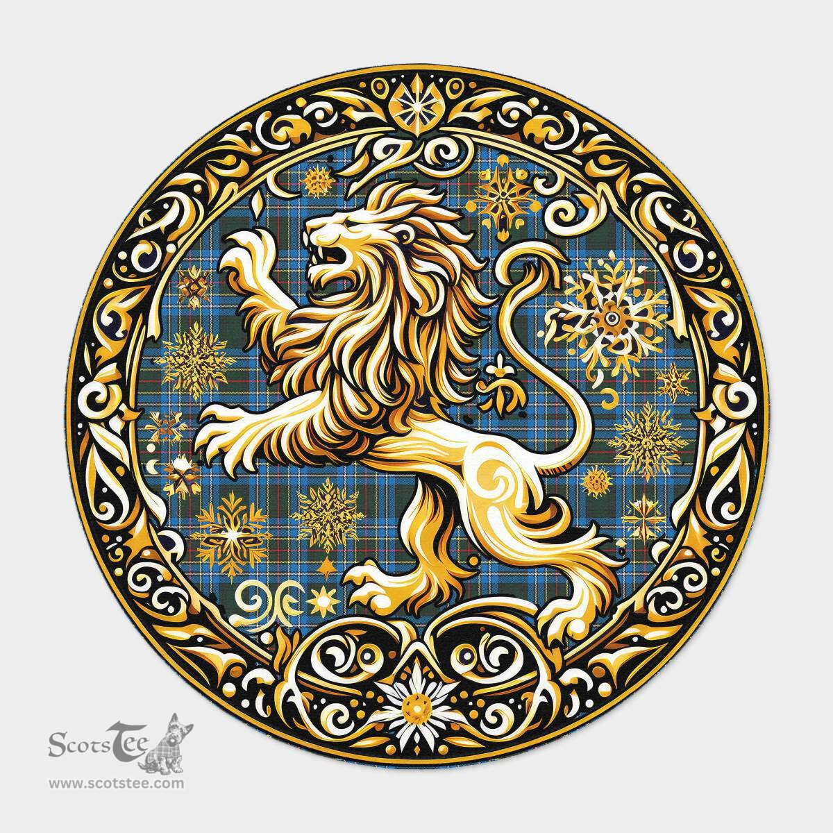 Scottish Cockburn Tartan Rug Scottish Lion Round Rugs