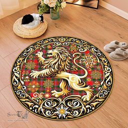 Scottish Spens Tartan Rug Scottish Lion Round Rugs