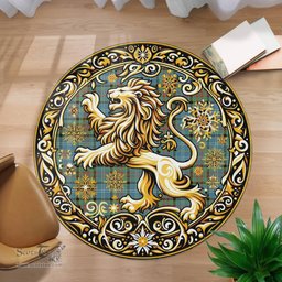 Scottish Paisley Tartan Rug Scottish Lion Round Rugs