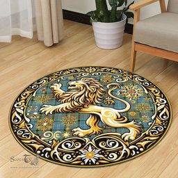 Scottish Paisley Tartan Rug Scottish Lion Round Rugs