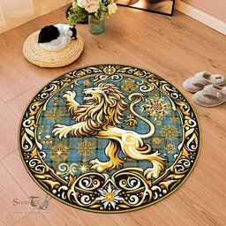 Scottish Paisley Tartan Rug Scottish Lion Round Rugs