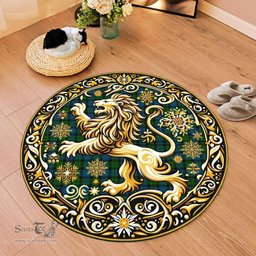 Scottish Mackay Tartan Rug Scottish Lion Round Rugs