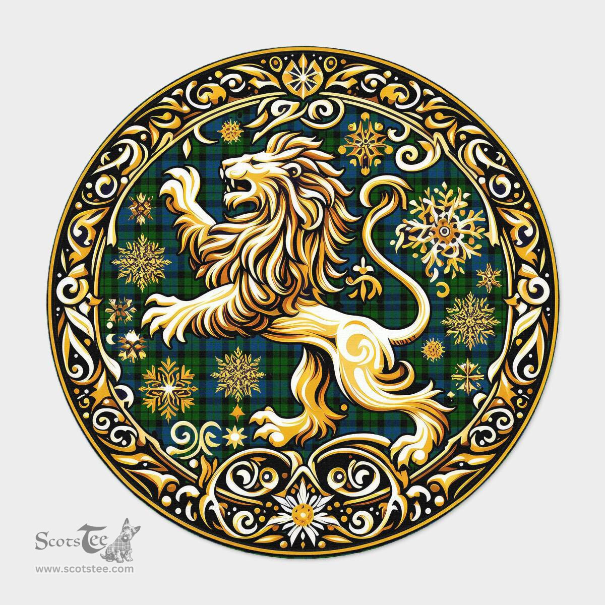 Scottish Mackay Tartan Rug Scottish Lion Round Rugs