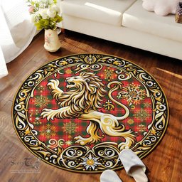 Scottish Macfie Of Dreghorn Tartan Rug Scottish Lion Round Rugs