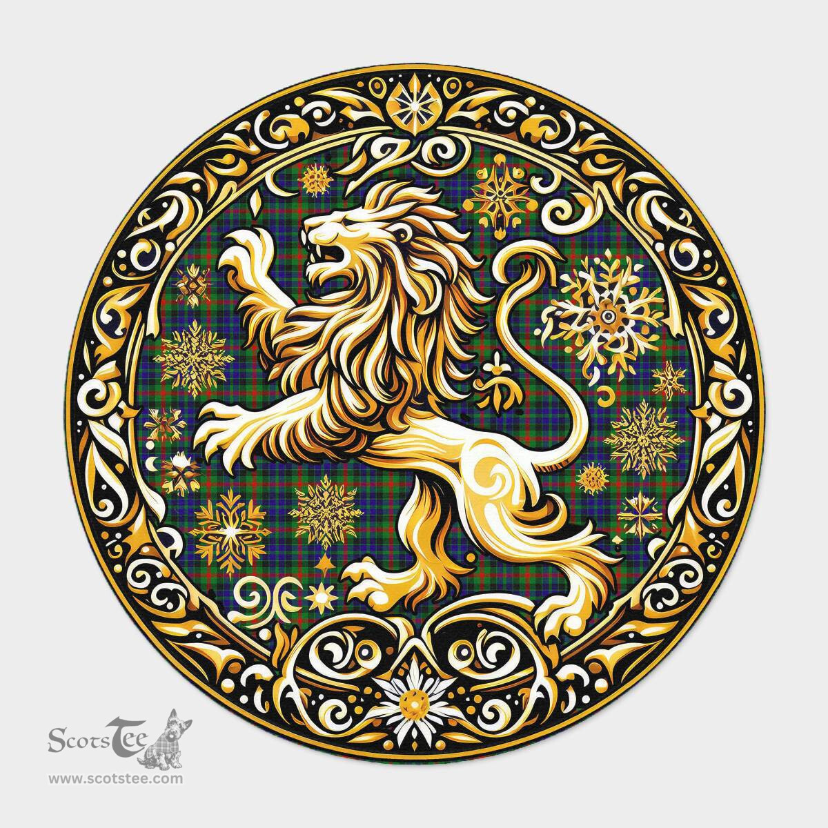 Scottish Gunn Tartan Rug Scottish Lion Round Rugs
