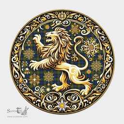 Scottish Gunn Tartan Rug Scottish Lion Round Rugs