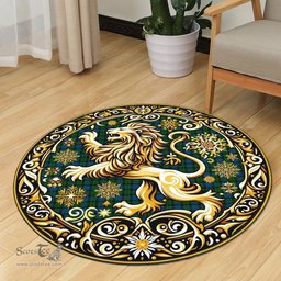 Scottish Mackie Tartan Rug Scottish Lion Round Rugs