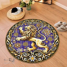 Scottish Ochterlony Tartan Rug Scottish Lion Round Rugs
