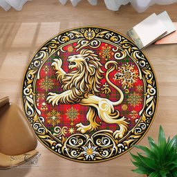 Scottish Macdowall Of Garthland Tartan Rug Scottish Lion Round Rugs