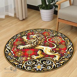 Scottish Macdowall Of Garthland Tartan Rug Scottish Lion Round Rugs