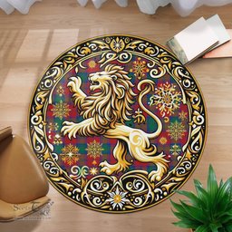 Scottish Lindsay Tartan Rug Scottish Lion Round Rugs