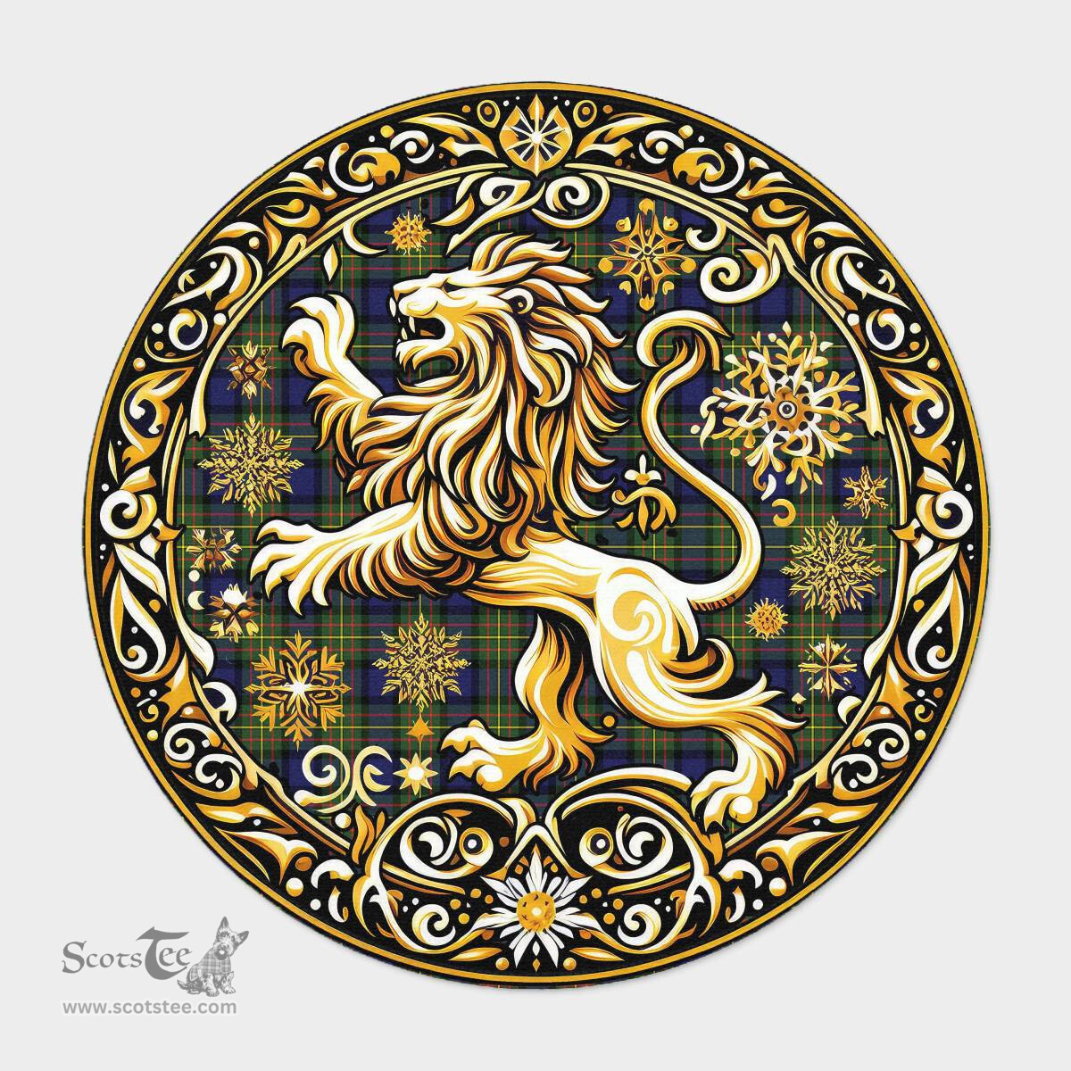 Scottish Maclaren Tartan Rug Scottish Lion Round Rugs