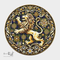Scottish Maclaren Tartan Rug Scottish Lion Round Rugs