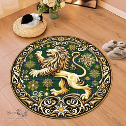 Scottish Henderson Tartan Rug Scottish Lion Round Rugs