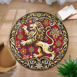 Scottish Leslie Tartan Rug Scottish Lion Round Rugs
