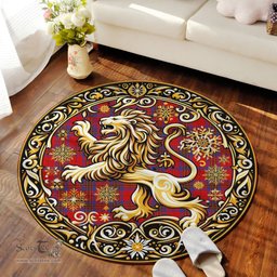 Scottish Leslie Tartan Rug Scottish Lion Round Rugs