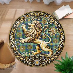 Scottish Haliburton Tartan Rug Scottish Lion Round Rugs